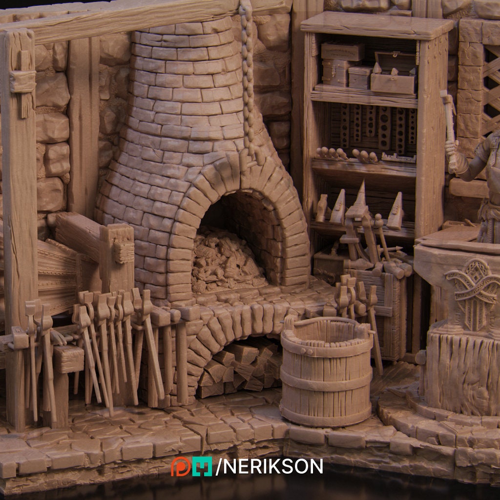 Lara | Girl Boss | Fantasy | Dungeon and Dragons | Medieval | Town | Blacksmith | Smith | Smithy | Workshop | Sword | Warrior | Support