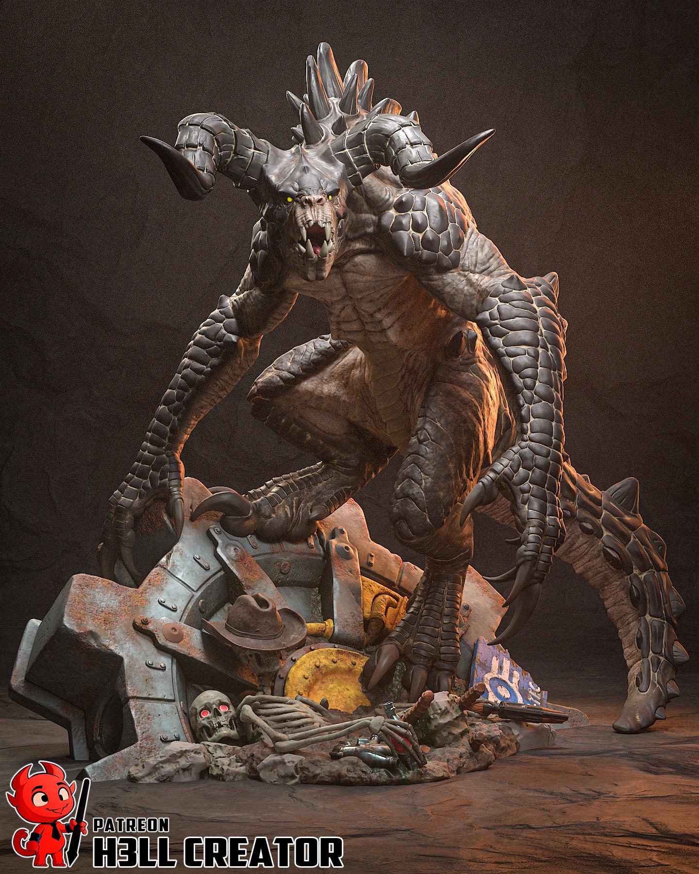 Deathclaw Monster Resin Miniature – 1:10 Scale | High Detail Fantasy / Post-Apocalyptic Creature Statue